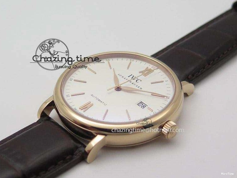 MIROTIME 0425 Modern Portofino SCHAFFHAUSEN RG MKF 1:1 V2 Best Edition White Dial On Brown Leather Strap A 7344